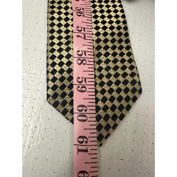 Roundtree & Yorke Collegiate Necktie Blue Yellow L W 100% Imported Silk - Picture 5 of 5